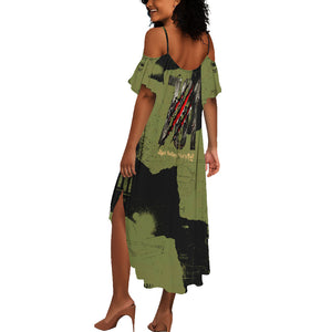 761st Tank Battalion Original Black Panthers Summer Maxi Dress Come Out Fighting - Sherman Tank Military - Distressed Scratch