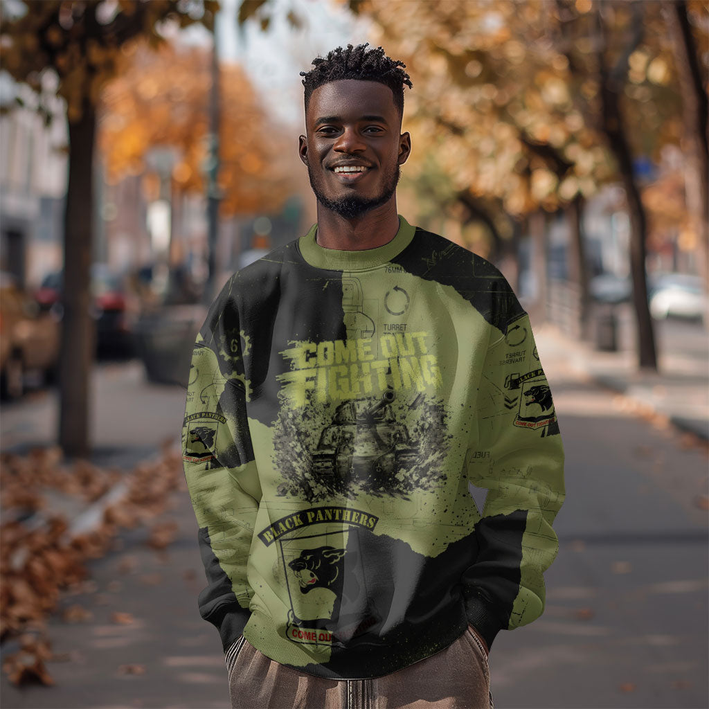 761st Tank Battalion Original Black Panthers Sweatshirt Come Out Fighting - Sherman Tank Military - Distressed Scratch