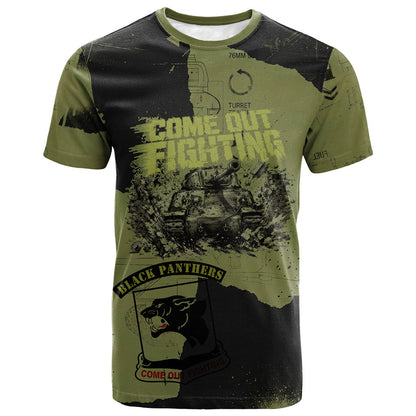 761st Tank Battalion Original Black Panthers T shirt Come Out Fighting - Sherman Tank Military - Distressed Scratch