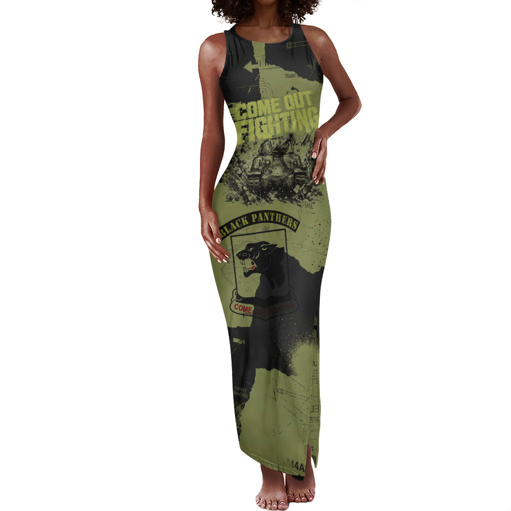 761st Tank Battalion Original Black Panthers Tank Maxi Dress Come Out Fighting - Sherman Tank Military - Distressed Scratch