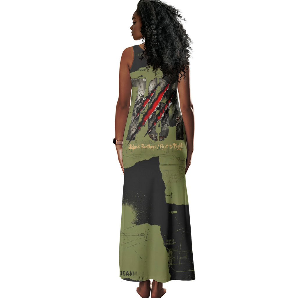 761st Tank Battalion Original Black Panthers Tank Maxi Dress Come Out Fighting - Sherman Tank Military - Distressed Scratch