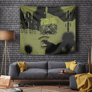 761st Tank Battalion Original Black Panthers Tapestry Come Out Fighting - Sherman Tank Military - Distressed Scratch