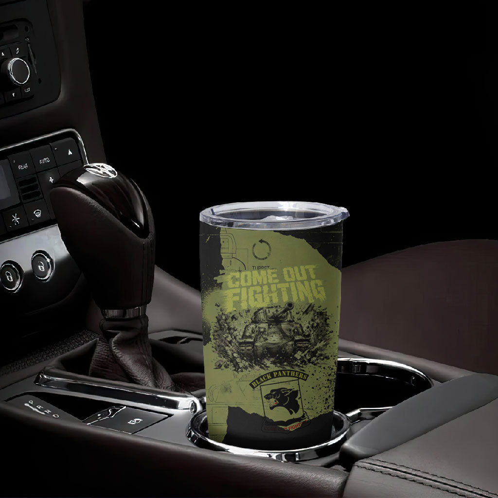 761st Tank Battalion Original Black Panthers Tumbler Cup Come Out Fighting - Sherman Tank Military - Distressed Scratch