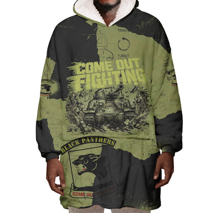761st Tank Battalion Original Black Panthers Wearable Blanket Hoodie Come Out Fighting - Sherman Tank Military - Distressed Scratch