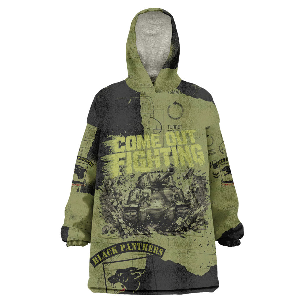 761st Tank Battalion Original Black Panthers Wearable Blanket Hoodie Come Out Fighting - Sherman Tank Military - Distressed Scratch