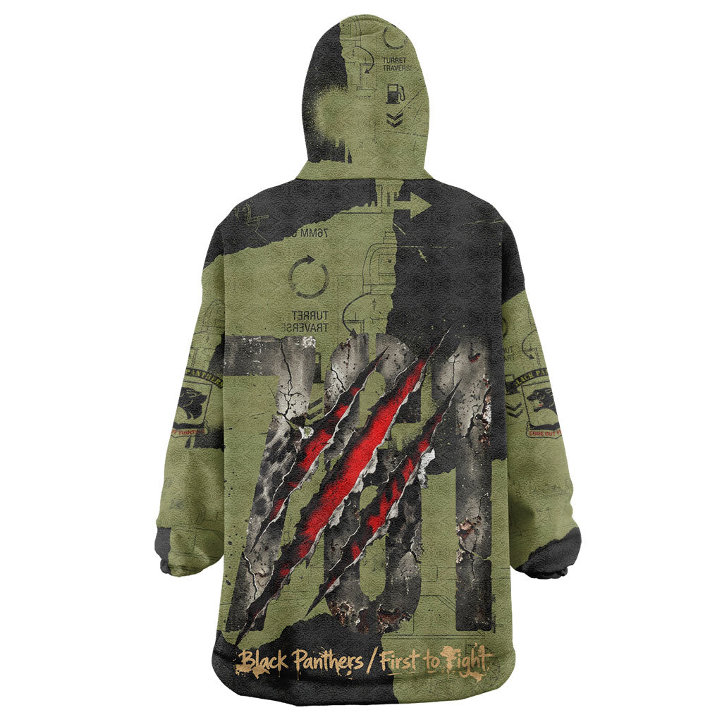 761st Tank Battalion Original Black Panthers Wearable Blanket Hoodie Come Out Fighting - Sherman Tank Military - Distressed Scratch