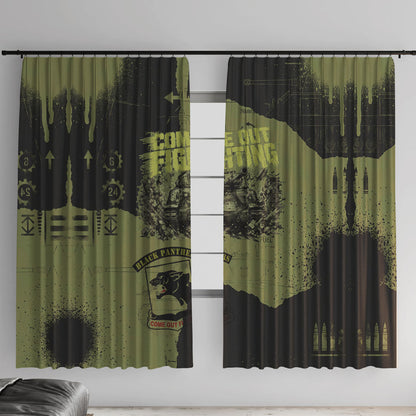 761st Tank Battalion Original Black Panthers Window Curtain Come Out Fighting - Sherman Tank Military - Distressed Scratch