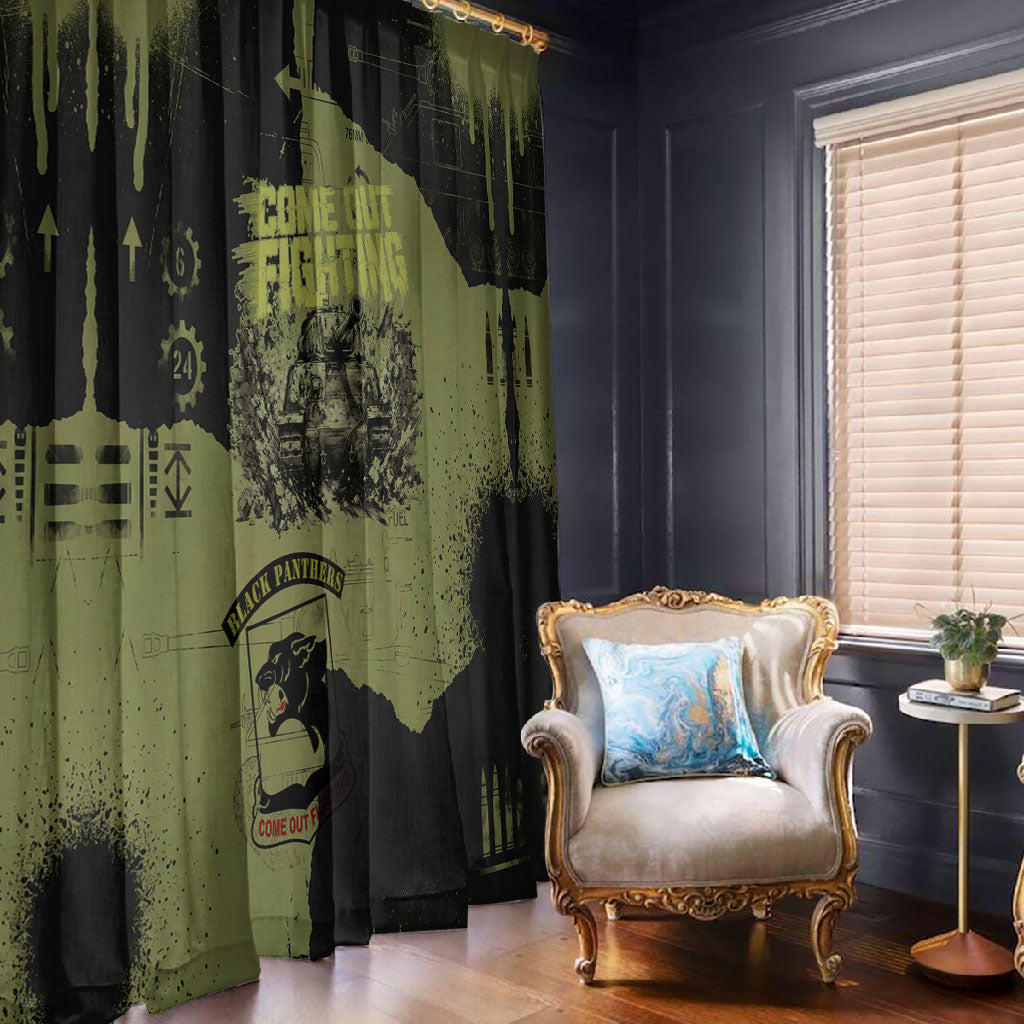 761st Tank Battalion Original Black Panthers Window Curtain Come Out Fighting - Sherman Tank Military - Distressed Scratch
