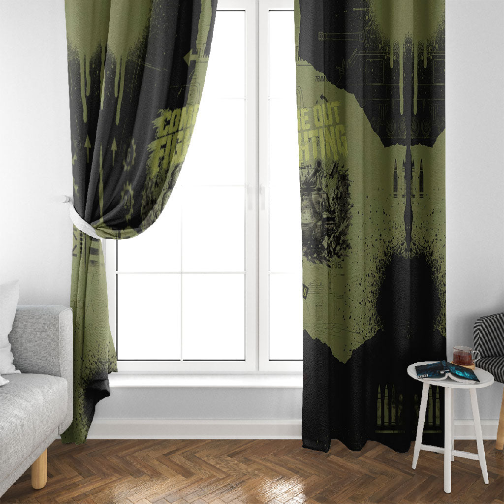 761st Tank Battalion Original Black Panthers Window Curtain Come Out Fighting - Sherman Tank Military - Distressed Scratch