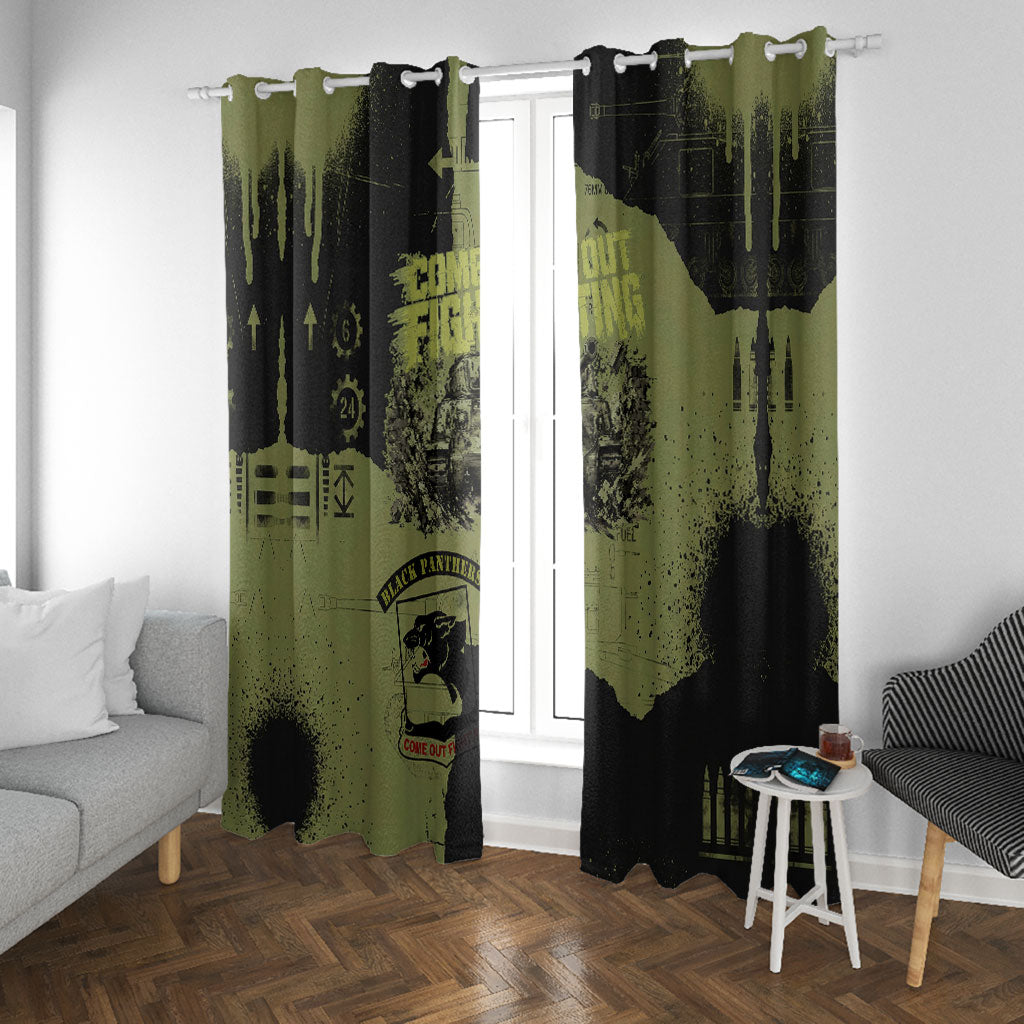 761st Tank Battalion Original Black Panthers Window Curtain Come Out Fighting - Sherman Tank Military - Distressed Scratch