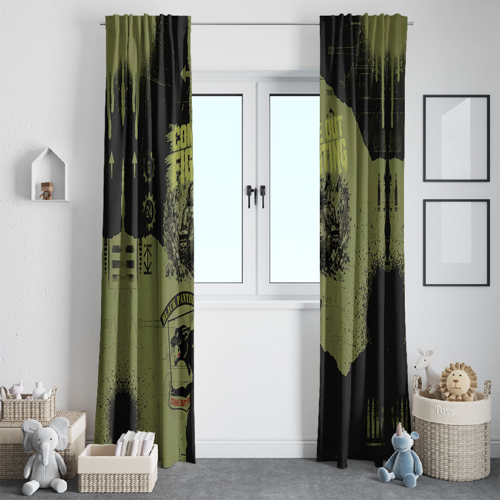 761st Tank Battalion Original Black Panthers Window Curtain Come Out Fighting - Sherman Tank Military - Distressed Scratch