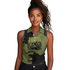 761st Tank Battalion Original Black Panthers Women Sleeveless Polo Shirt Come Out Fighting - Sherman Tank Military - Distressed Scratch
