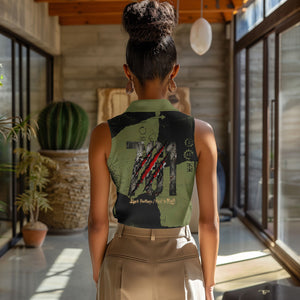 761st Tank Battalion Original Black Panthers Women Sleeveless Polo Shirt Come Out Fighting - Sherman Tank Military - Distressed Scratch