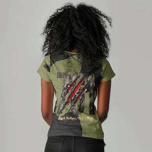 761st Tank Battalion Original Black Panthers Women V-Neck T-Shirt Come Out Fighting - Sherman Tank Military - Distressed Scratch