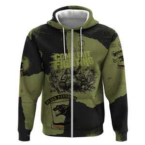 761st Tank Battalion Original Black Panthers Zip Hoodie Come Out Fighting - Sherman Tank Military - Distressed Scratch