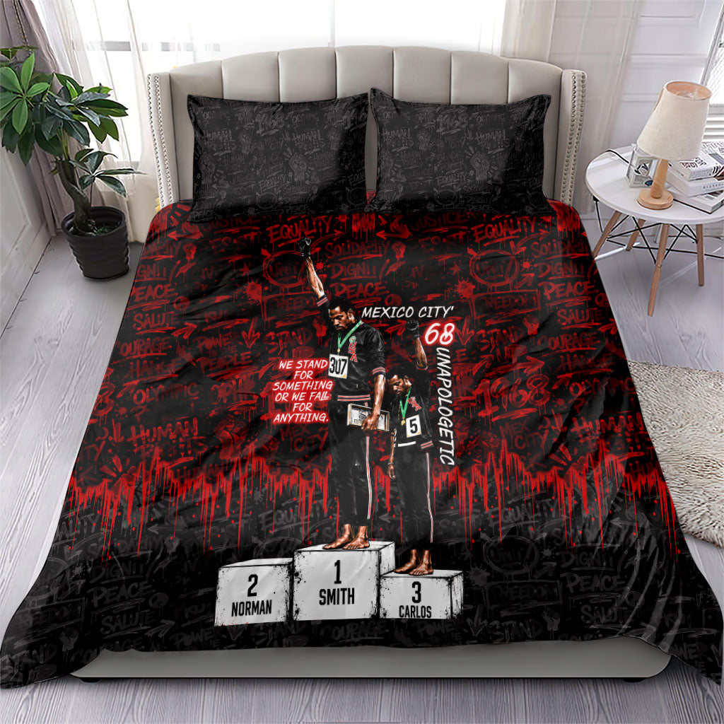 Mexico City 1968 Black Power Salute Bedding Set Unapologetic Civil Rights History Urban Graffiti Art