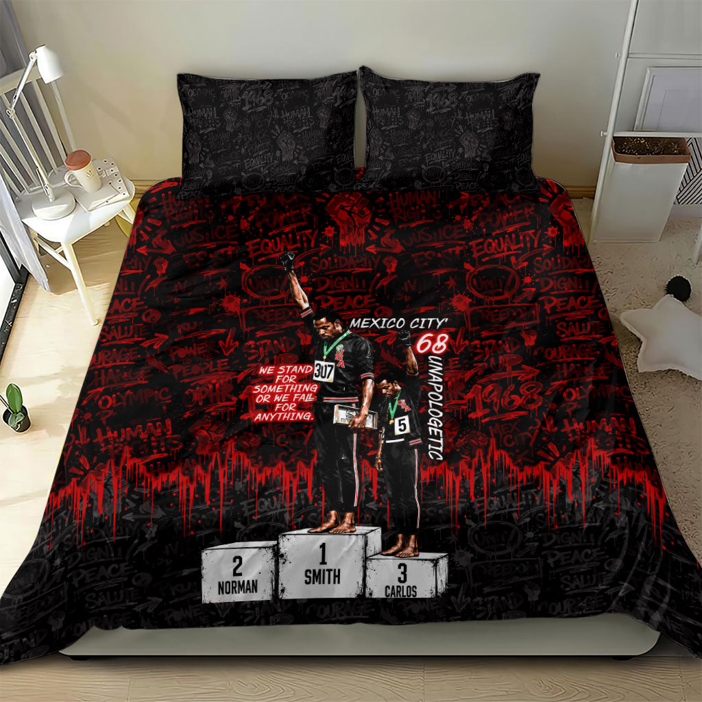 Mexico City 1968 Black Power Salute Bedding Set Unapologetic Civil Rights History Urban Graffiti Art