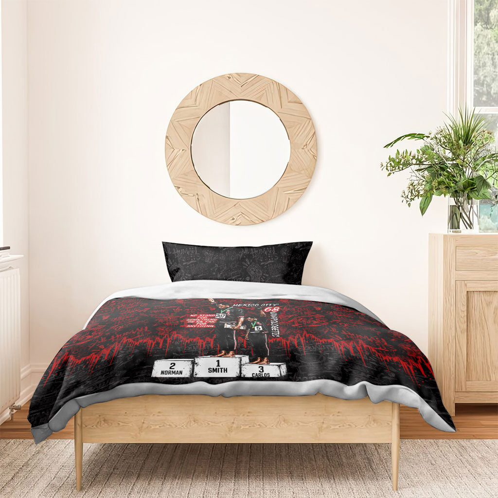 Mexico City 1968 Black Power Salute Bedding Set Unapologetic Civil Rights History Urban Graffiti Art