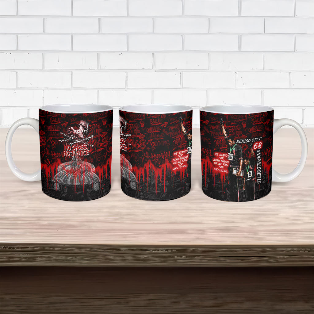 Mexico City 1968 Black Power Salute Ceramic Mug Unapologetic Civil Rights History Urban Graffiti Art