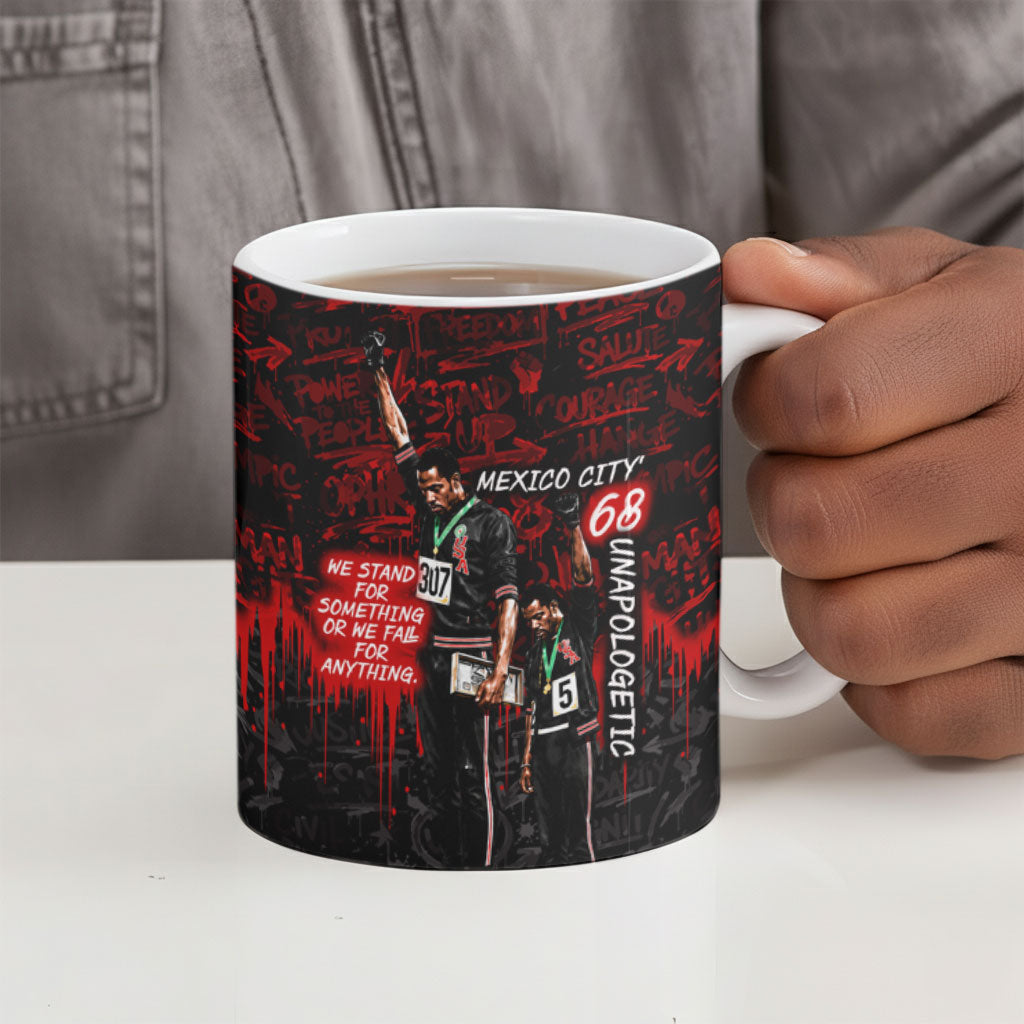 Mexico City 1968 Black Power Salute Ceramic Mug Unapologetic Civil Rights History Urban Graffiti Art