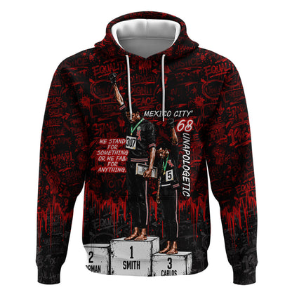 Mexico City 1968 Black Power Salute Hoodie Unapologetic Civil Rights History Urban Graffiti Art