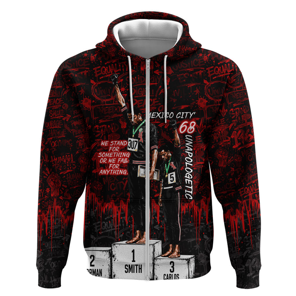 Mexico City 1968 Black Power Salute Hoodie Unapologetic Civil Rights History Urban Graffiti Art