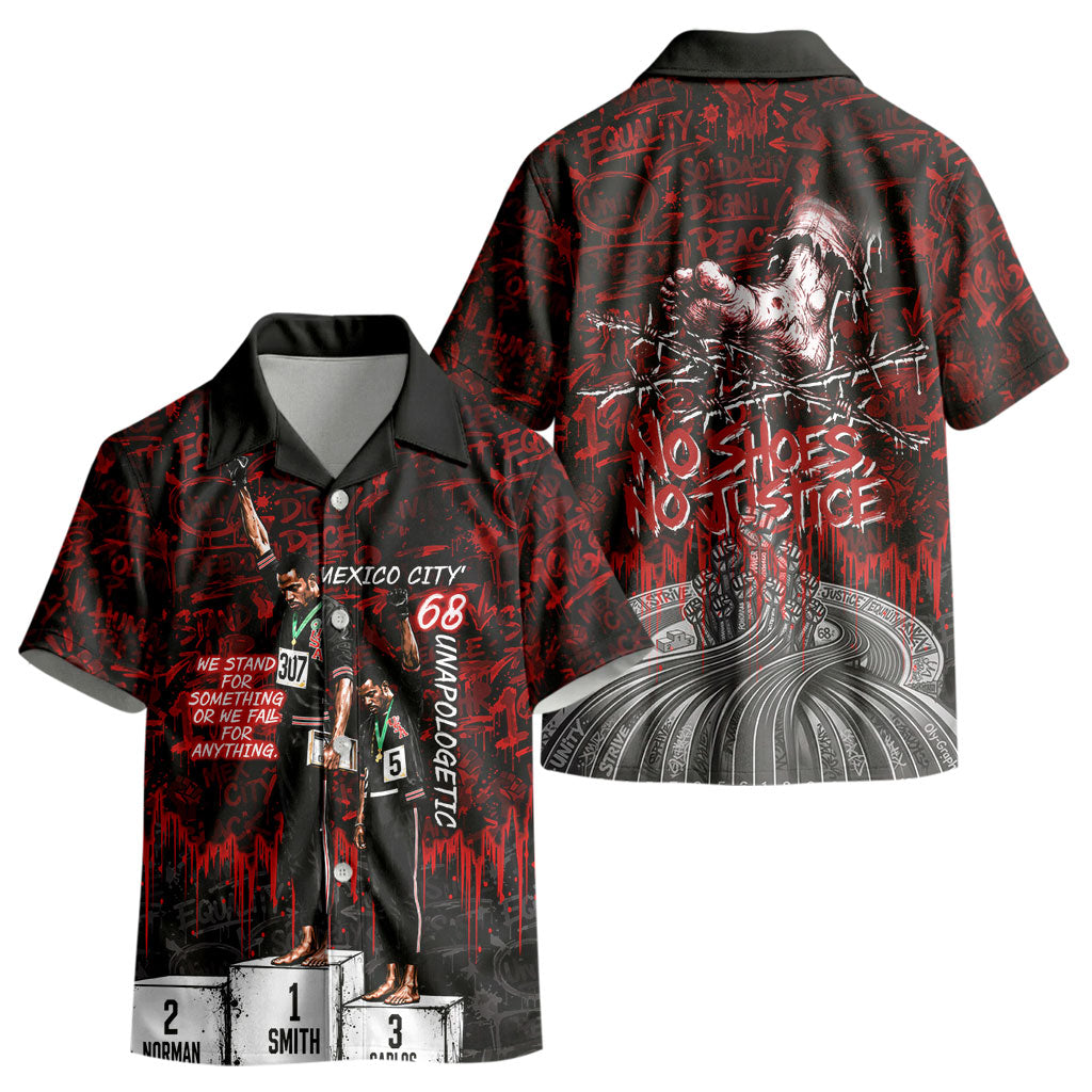 Mexico City 1968 Black Power Salute Kid Hawaiian Shirt Unapologetic Civil Rights History Urban Graffiti Art