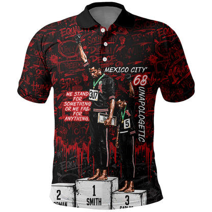 Mexico City 1968 Black Power Salute Polo Shirt Unapologetic Civil Rights History Urban Graffiti Art