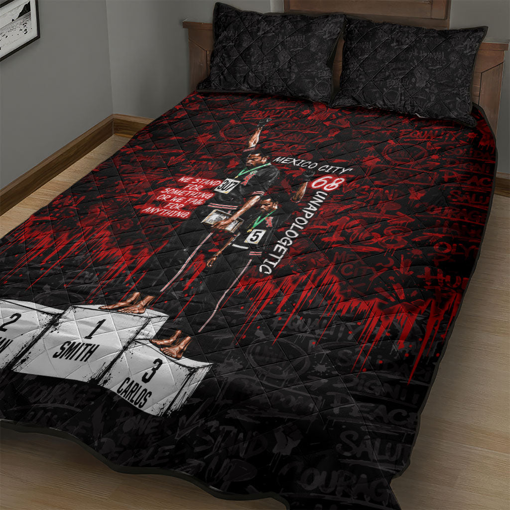 Mexico City 1968 Black Power Salute Quilt Bed Set Unapologetic Civil Rights History Urban Graffiti Art