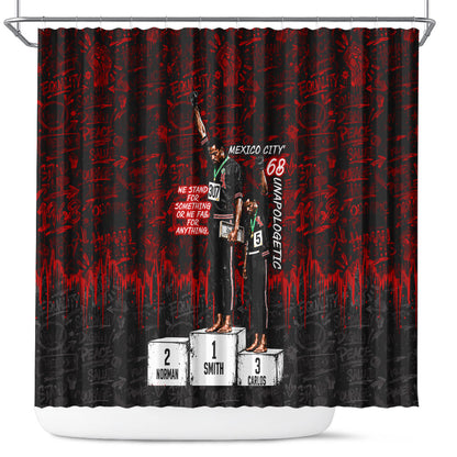 Mexico City 1968 Black Power Salute Shower Curtain Unapologetic Civil Rights History Urban Graffiti Art