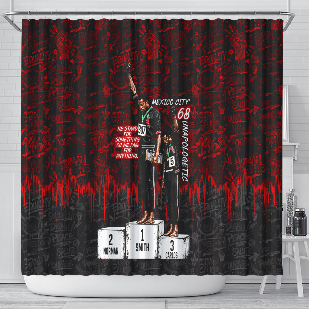 Mexico City 1968 Black Power Salute Shower Curtain Unapologetic Civil Rights History Urban Graffiti Art