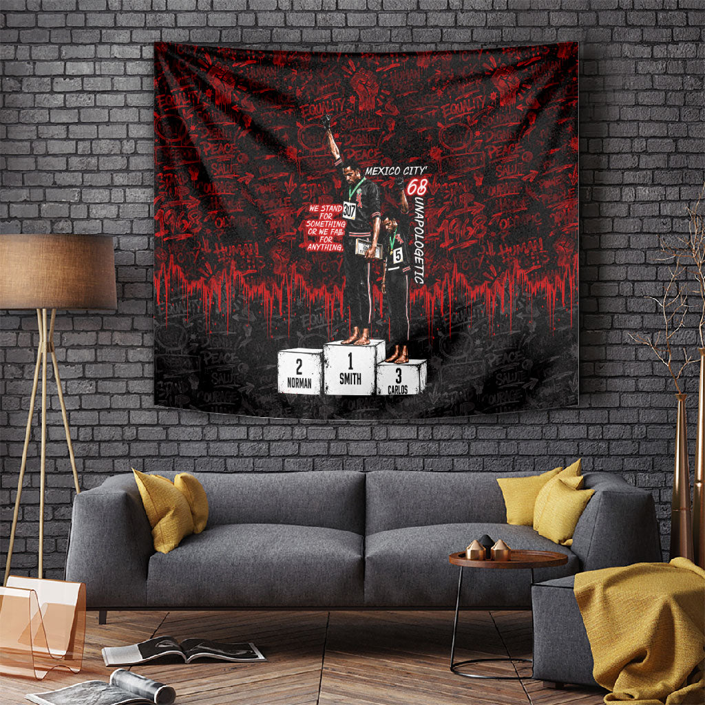 Mexico City 1968 Black Power Salute Tapestry Unapologetic Civil Rights History Urban Graffiti Art