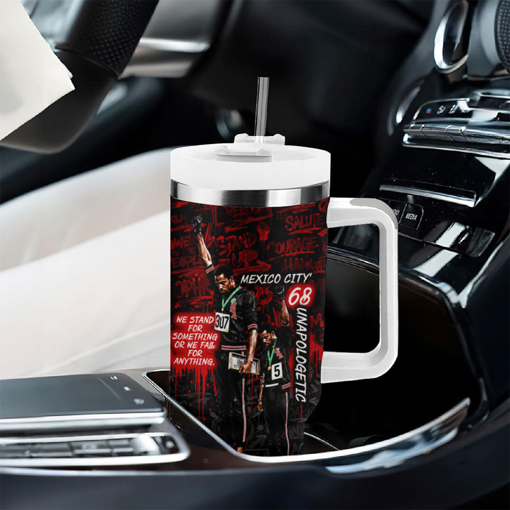 Mexico City 1968 Black Power Salute Tumbler With Handle Unapologetic Civil Rights History Urban Graffiti Art