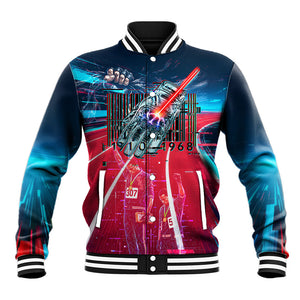 African American 1968 Black Power Salute Baseball Jacket Retro Cyberpunk Sci-Fi Tech Civil Rights Art