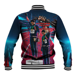 African American 1968 Black Power Salute Baseball Jacket Retro Cyberpunk Sci-Fi Tech Civil Rights Art
