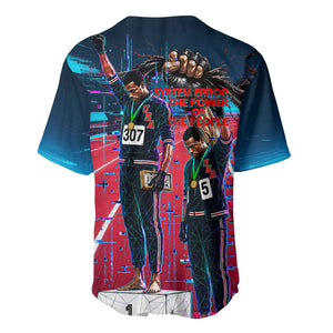 African American 1968 Black Power Salute Baseball Jersey Retro Cyberpunk Sci-Fi Tech Civil Rights Art
