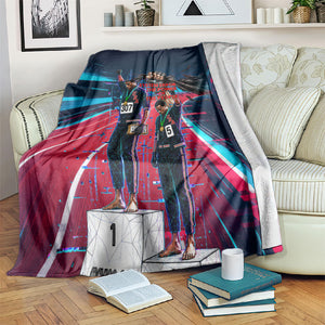African American 1968 Black Power Salute Blanket Retro Cyberpunk Sci-Fi Tech Civil Rights Art