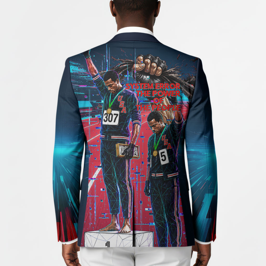 African American 1968 Black Power Salute Blazer Retro Cyberpunk Sci-Fi Tech Civil Rights Art