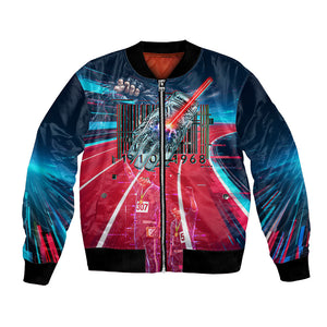 African American 1968 Black Power Salute Bomber Jacket Retro Cyberpunk Sci-Fi Tech Civil Rights Art