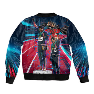 African American 1968 Black Power Salute Bomber Jacket Retro Cyberpunk Sci-Fi Tech Civil Rights Art
