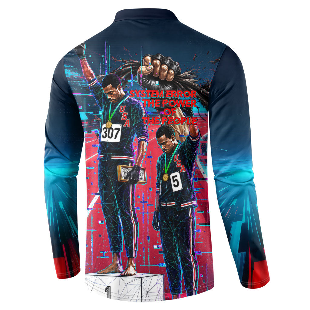 African American 1968 Black Power Salute Button Sweatshirt Retro Cyberpunk Sci-Fi Tech Civil Rights Art