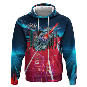African American 1968 Black Power Salute Hoodie Retro Cyberpunk Sci-Fi Tech Civil Rights Art