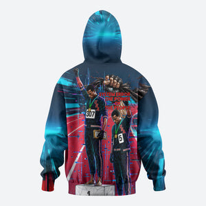 African American 1968 Black Power Salute Hoodie Retro Cyberpunk Sci-Fi Tech Civil Rights Art