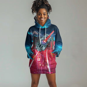 African American 1968 Black Power Salute Hoodie Dress Retro Cyberpunk Sci-Fi Tech Civil Rights Art