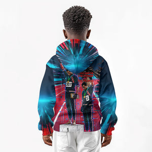 African American 1968 Black Power Salute Kid Hoodie Retro Cyberpunk Sci-Fi Tech Civil Rights Art