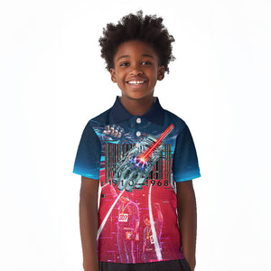 African American 1968 Black Power Salute Kid Polo Shirt Retro Cyberpunk Sci-Fi Tech Civil Rights Art