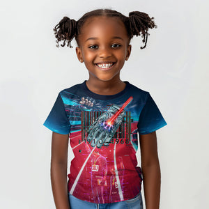 African American 1968 Black Power Salute Kid T shirt Retro Cyberpunk Sci-Fi Tech Civil Rights Art