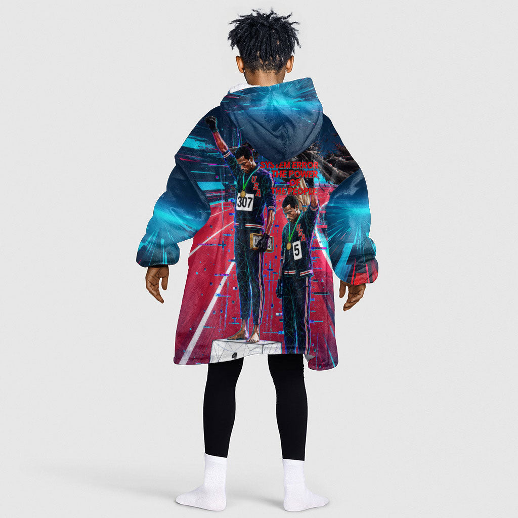 African American 1968 Black Power Salute Kid Wearable Blanket Hoodie Retro Cyberpunk Sci-Fi Tech Civil Rights Art