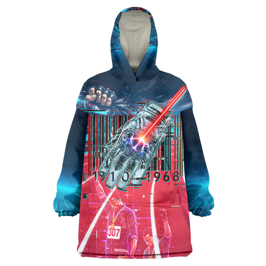 African American 1968 Black Power Salute Kid Wearable Blanket Hoodie Retro Cyberpunk Sci-Fi Tech Civil Rights Art