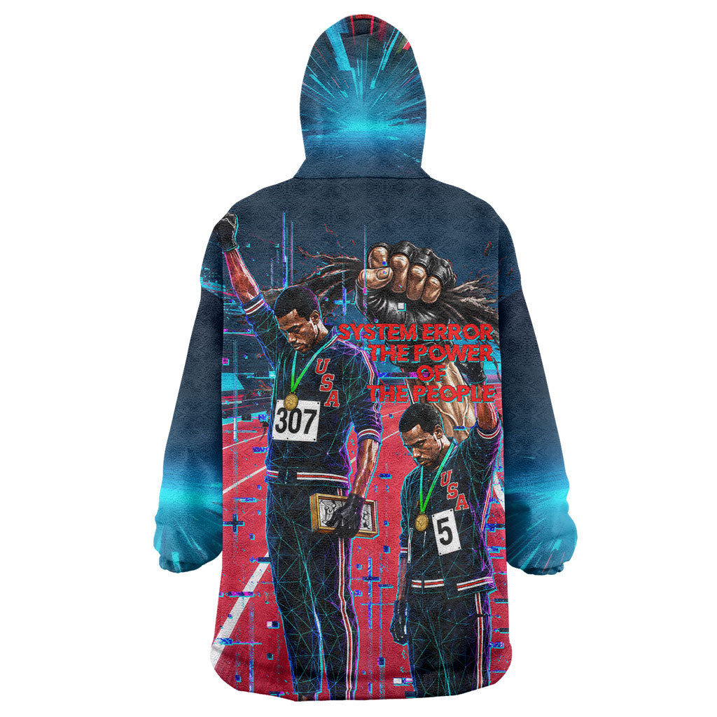 African American 1968 Black Power Salute Kid Wearable Blanket Hoodie Retro Cyberpunk Sci-Fi Tech Civil Rights Art